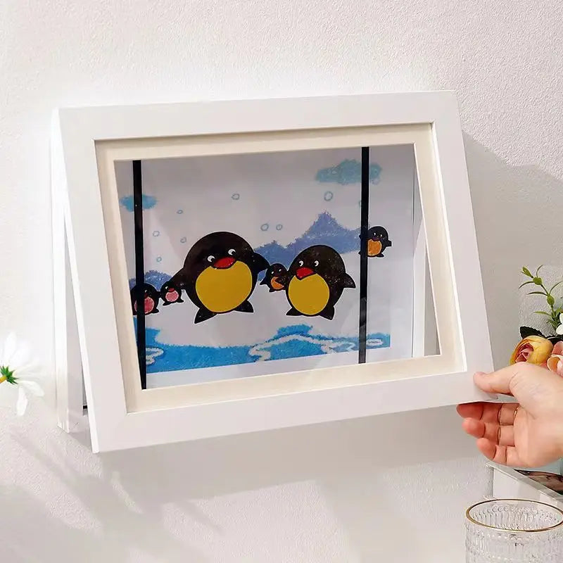 Magnetic Wooden Flip Art Photo Frame - A4 DIY Photo Display and Children's Storage Solution for Home Decoration