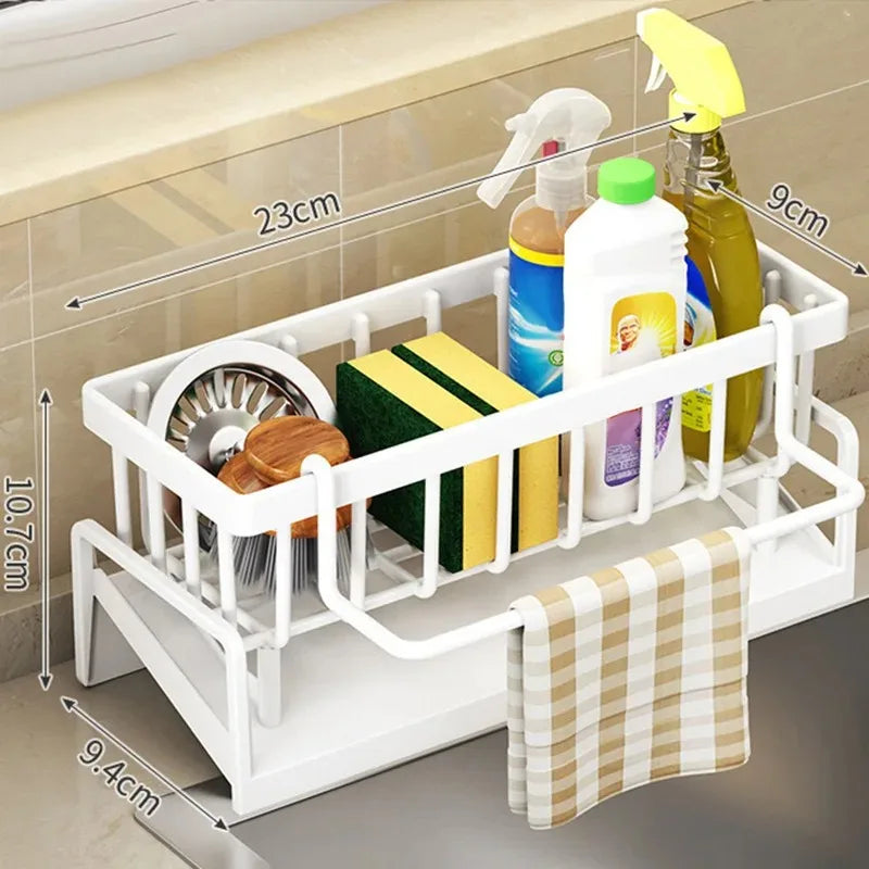 Sink Cleaning Tools Storage Rack Kitchen Multifunctional Stainless Steel Drain Rack for Sponge Cleanser Organizer Rag Hanger