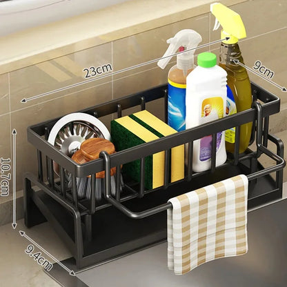 Sink Cleaning Tools Storage Rack Kitchen Multifunctional Stainless Steel Drain Rack for Sponge Cleanser Organizer Rag Hanger